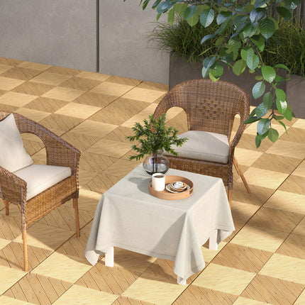 27 Pcs Wooden Interlocking Decking Tiles, 30 x 30 cm Anti-slip Outdoor Flooring