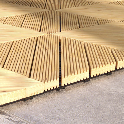 27 Pcs Wooden Interlocking Decking Tiles, 30 x 30 cm Anti-slip Outdoor Flooring