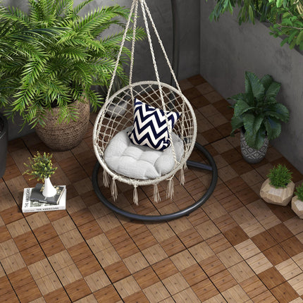 27 Pcs Wooden Interlocking Decking Tiles, 30 x 30 cm Anti-slip Outdoor Flooring