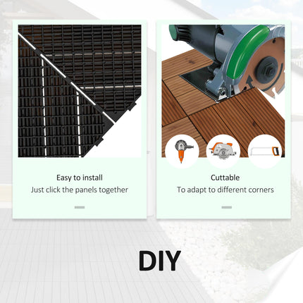 27 Pcs Wooden Interlocking Decking Tiles, 30 x 30 cm Anti-slip Outdoor Flooring