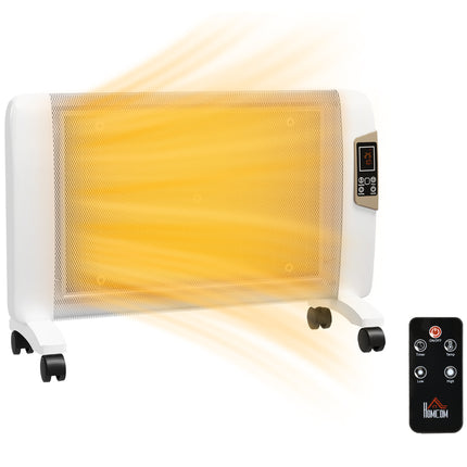 Mica Electric Space Heater 1000W/2000W with Adjustable Thermostat and Remote Control - White