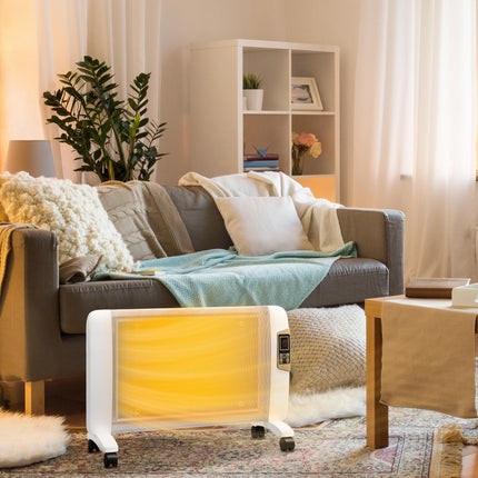 Mica Electric Space Heater 1000W/2000W with Adjustable Thermostat and Remote Control - White