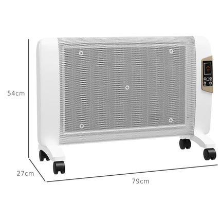 Mica Electric Space Heater 1000W/2000W with Adjustable Thermostat and Remote Control - White
