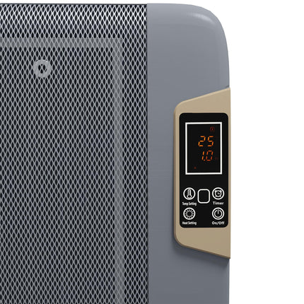 Mica Electric Portable Space Heater 1000W/2000W with Adjustable Thermostat 18-30°C - Grey