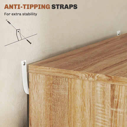 Five-Drawer Filing Cabinet with Wheels - Oak Brown
