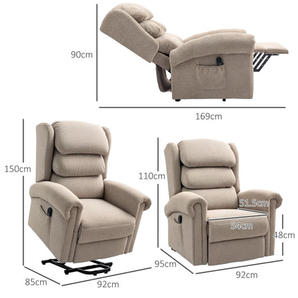 Electric Riser Recliner Chair with USB Port - Khaki Velvet Touch