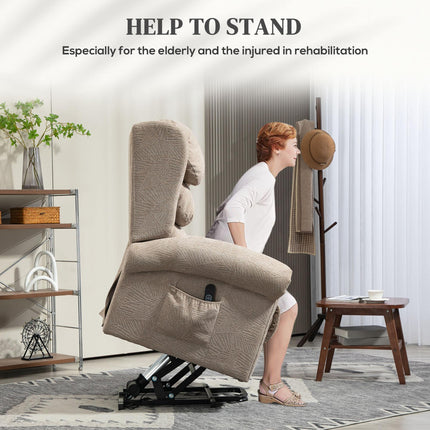 Electric Riser Recliner Chair with USB Port - Khaki Velvet Touch