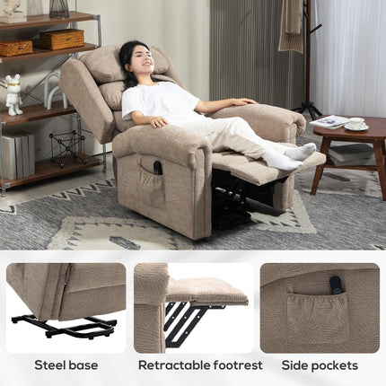 Electric Riser Recliner Chair with USB Port - Khaki Velvet Touch