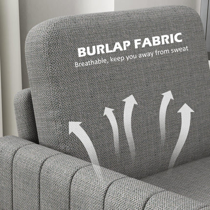 Channel Tufted Modern Fabric Armchair with Spring Cushion and Back Pillow - Light Grey