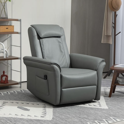 Kneading Faux Leather Electric Massage Recliner - Grey
