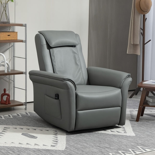 Kneading Faux Leather Electric Massage Recliner - Grey