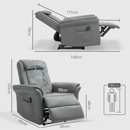 Kneading Faux Leather Electric Massage Recliner - Grey