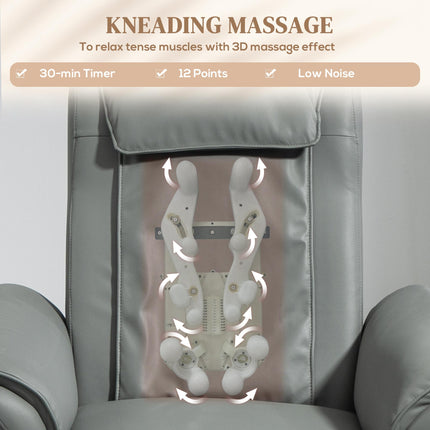Kneading Faux Leather Electric Massage Recliner - Grey