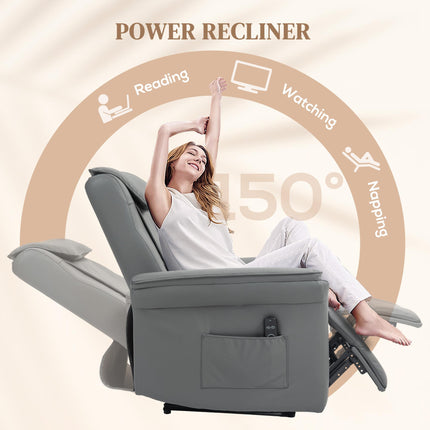 Kneading Faux Leather Electric Massage Recliner - Grey