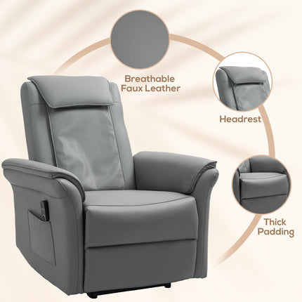 Kneading Faux Leather Electric Massage Recliner - Grey