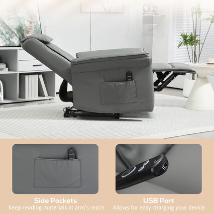 Kneading Faux Leather Electric Massage Recliner - Grey