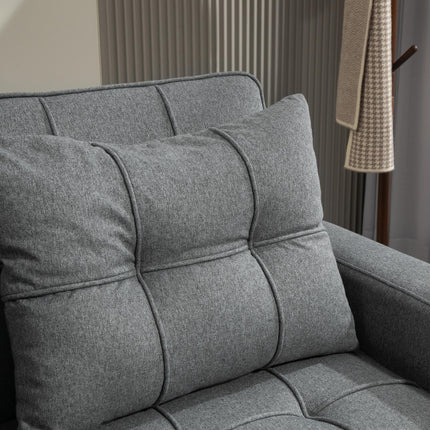 Two-Seater Pull-Out Sofa Bed with Adjustable Backrest and Cup Holders - Charcoal Grey