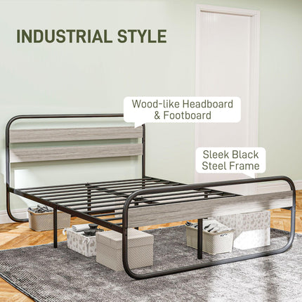King Size Steel Industrial Bed Frame - Black