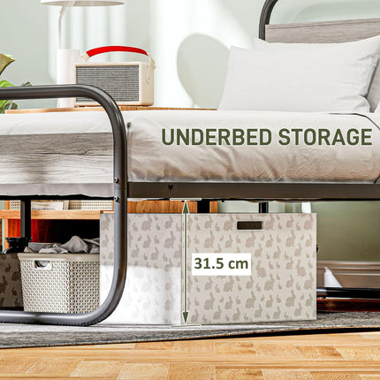 4ft6 Double Bed Frame, Industrial Style Metal Platform Bed Frame with Under Bed
