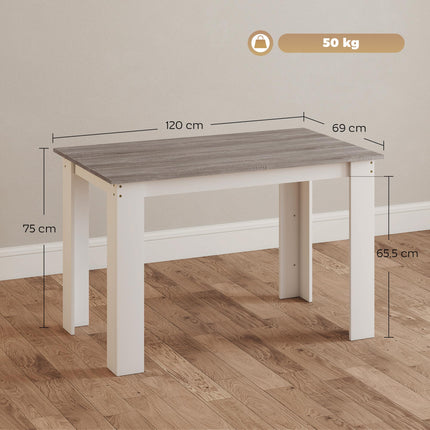 Dining Table for 4-6 People, Kitchen Table with Wood Effect for Dining Room, Grey
