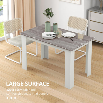Dining Table for 4-6 People, Kitchen Table with Wood Effect for Dining Room, Grey