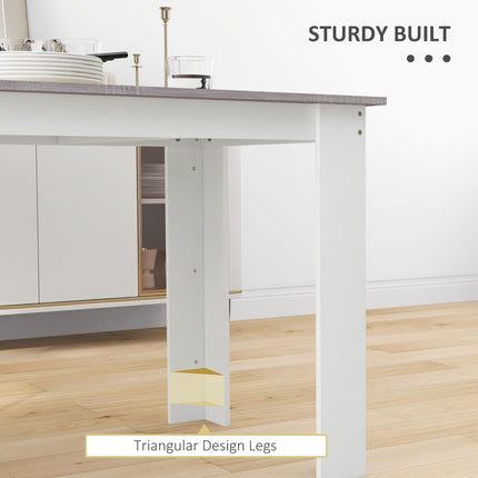 Dining Table for 4-6 People, Kitchen Table with Wood Effect for Dining Room, Grey