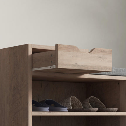 Multi-Compartment Shoe Bench with Padded Seat and Drawer - Grey