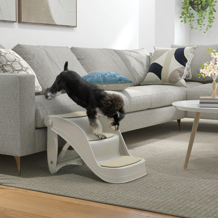 Foldable 3-Step Pet Stairs with Non-Slip Mats for Small Dogs - Grey