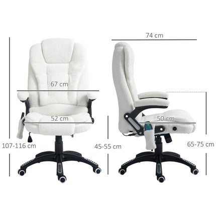 Boucle Six-Point Massage Office Chair with Heating Function - White