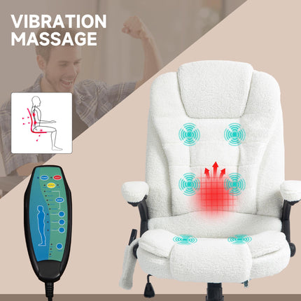 Boucle Six-Point Massage Office Chair with Heating Function - White