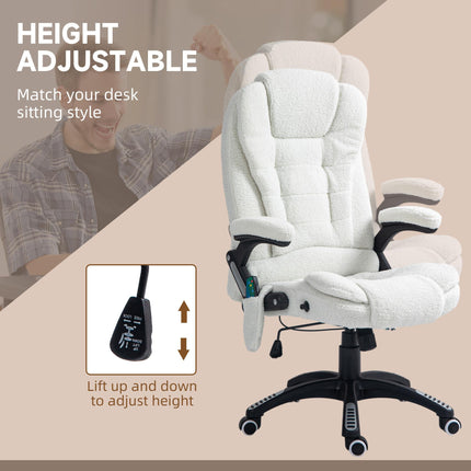 Boucle Six-Point Massage Office Chair with Heating Function - White
