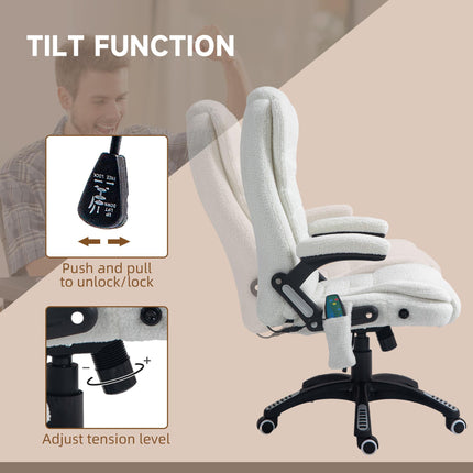 Boucle Six-Point Massage Office Chair with Heating Function - White