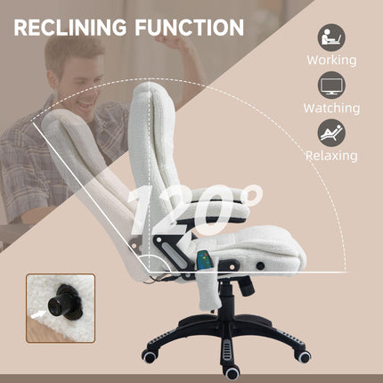 Boucle Six-Point Massage Office Chair with Heating Function - White