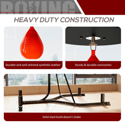 2 in 1 Freestanding Boxing Punch Bag Hanger & Speed Ball Station 170-190cm Adjustable Frame - Black