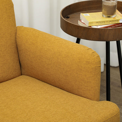 Velvet Feel 2 Seater Sofa with 21cm Padding and Wood Legs - Yellow