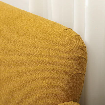 Velvet Feel 2 Seater Sofa with 21cm Padding and Wood Legs - Yellow