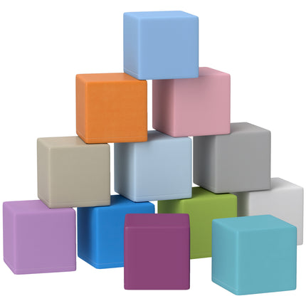 12 PCs Soft Foam Play Blocks Building and Stacking Toy for Kids - Blue