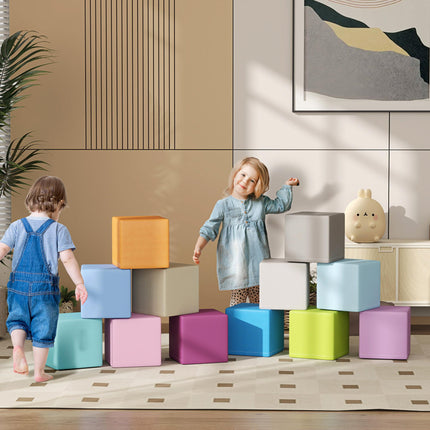 12 PCs Soft Foam Play Blocks Building and Stacking Toy for Kids - Blue