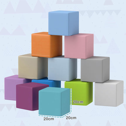 12 PCs Soft Foam Play Blocks Building and Stacking Toy for Kids - Blue