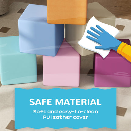 12 PCs Soft Foam Play Blocks Building and Stacking Toy for Kids - Blue