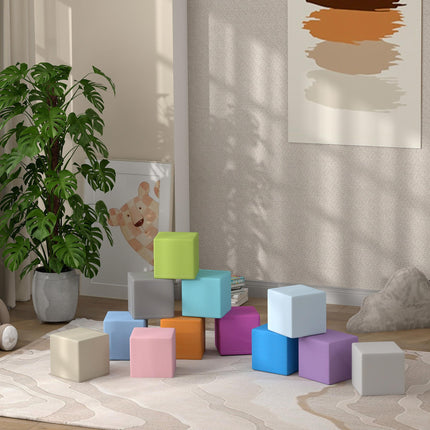 12 PCs Soft Foam Play Blocks Building and Stacking Toy for Kids - Blue