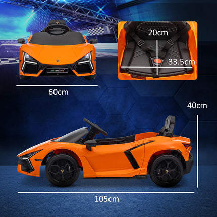 Lamborghini Revuelto Licensed 12V Ride-On Car with Remote Control, Butterfly Doors, Suspension - Orange