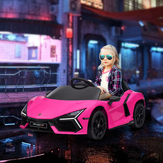 Lamborghini Revuelto Licensed 12V Ride-On Car with Remote Control & Butterfly Doors - Pink