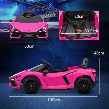 Lamborghini Revuelto Licensed 12V Ride-On Car with Remote Control & Butterfly Doors - Pink
