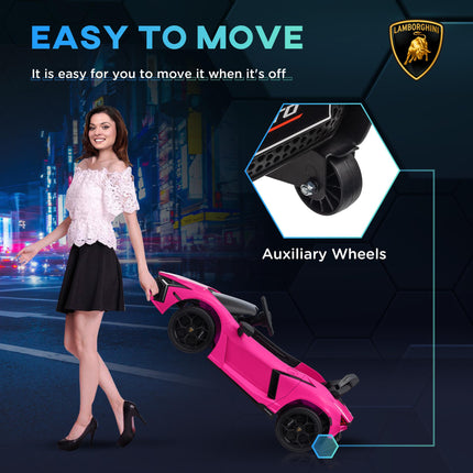 Lamborghini Revuelto Licensed 12V Ride-On Car with Remote Control & Butterfly Doors - Pink