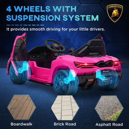Lamborghini Revuelto Licensed 12V Ride-On Car with Remote Control & Butterfly Doors - Pink
