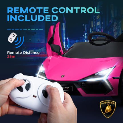 Lamborghini Revuelto Licensed 12V Ride-On Car with Remote Control & Butterfly Doors - Pink