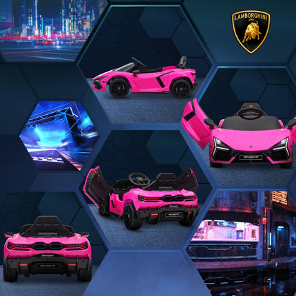 Lamborghini Revuelto Licensed 12V Ride-On Car with Remote Control & Butterfly Doors - Pink