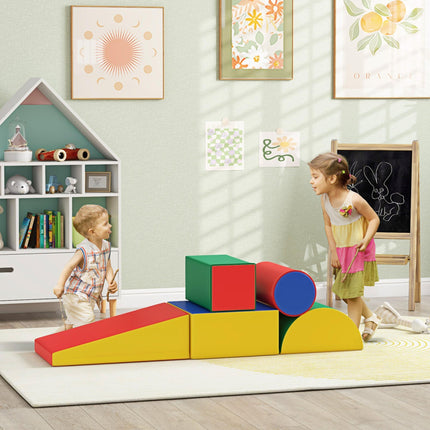 5 Piece Soft Safe Foam Playset, Climb and Crawl Activity Toy for Toddlers, Yello