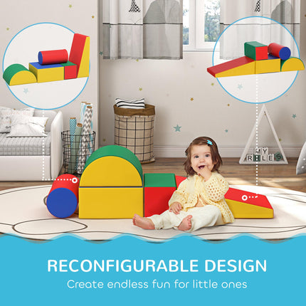 5 Piece Soft Safe Foam Playset, Climb and Crawl Activity Toy for Toddlers, Yello